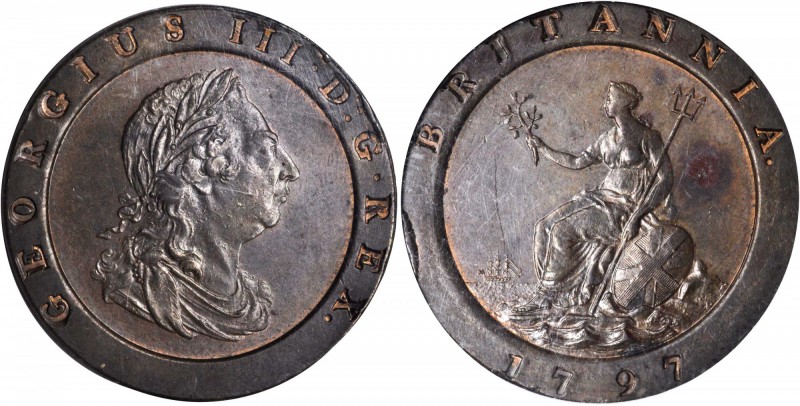 GREAT BRITAIN. 2 Pence, 1797-SOHO. Soho Mint. George III (1760-1820). NGC MS-63 ...
