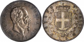 ITALY. 5 Lire, 1871-M BN. Milan Mint. PCGS MS-63 Gold Shield.

KM-8.3; Gig-42; Mont-175. Smooth for the grade with deep olive brown tone on the obve...