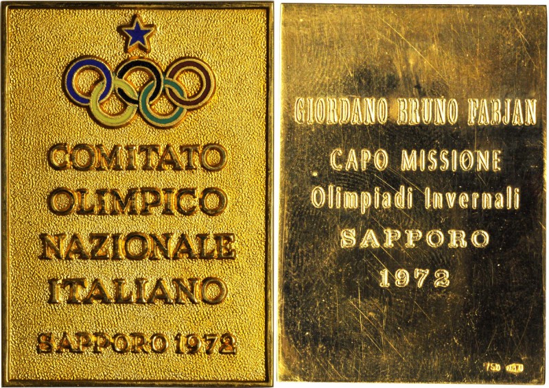 ITALY. Participation Gold Plaque, 1972. Olympic Series, Winter Games. ALMOST UNC...