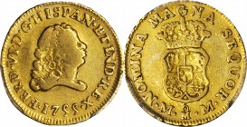 MEXICO. Escudo, 1755-Mo MM. Mexico City Mint. Ferdinand VI (1746-59). PCGS VF-35 Gold Shield.

Fr-20; KM-115.2. No denomination on reverse. A rather...