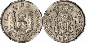 MEXICO. Real, 1745-Mo M. Mexico City Mint. Philip V (1700-46). NGC AU-58.

KM-75.2; Yonaka-M1-45; Gil-M-1-17; Cayon-8591. Intricately defined with p...