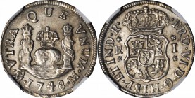MEXICO. Real, 1748-Mo M. Mexico City Mint. Ferdinand VI (1746-59). NGC AU-58.

KM-76.1; Yonaka-M1-48; Gil-M-1-21; Cayon-10268. Sharply struck with p...