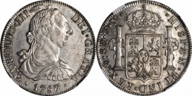 MEXICO. 8 Reales, 1787/6-Mo FM. Mexico City Mint. Charles III (1759-88). NGC AU Details--Scratches.

KM-106.2a; FC-72a; El-100. RARE overdate. Clear...