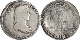 MEXICO. War of Independence. 8 Reales, 1813/2-MR. Guadalajara Mint. PCGS FINE-12.

KM-111.3. Weakly struck but date and mint are bold.
