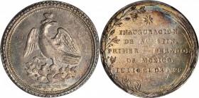 MEXICO. Empire of Iturbide. Silver Proclamation Medal, 1822. PCGS AU-55 Gold Shield.

Grove-9a; Fonrobert-6539. Crowned imperial eagle atop cactus g...