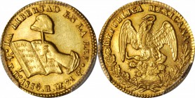 MEXICO. 1/2 Escudo, 1836/4-Do RM. Durango Mint. PCGS MS-61 Gold Shield.

Fr-111; KM-378.1. Intricately detailed with warm orange tone along the oute...