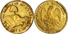 MEXICO. 1/2 Escudo, 1838-Do RM. Durango Mint. PCGS Genuine--Scratch, EF Details Gold Shield.

Fr-111; KM-378.1. Sharply struck with mostly blended s...