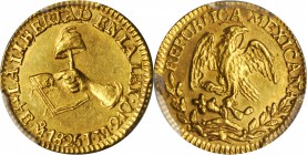 MEXICO. 1/2 Escudo, 1825-Mo JM. Mexico City Mint. PCGS MS-62 Gold Shield.

Fr-107; KM-378.5. Crisply detailed with strong luster in the fields.
