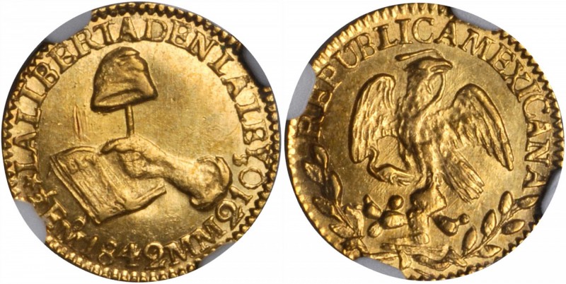 MEXICO. 1/2 Escudo, 1842-Mo MM. Mexico City Mint. NGC MS-62.

Fr-107; KM-378.5...