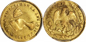 MEXICO. 1/2 Escudo, 1848-Mo GC. Mexico City Mint. PCGS AU-55 Gold Shield.

Fr-107; KM-378.5. Significant luster remains in the fields with some natu...