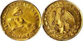 MEXICO. 1/2 Escudo, 1855-Mo GF. Mexico City Mint. PCGS Genuine--Cleaned, Unc Details Gold Shield.

Fr-107; KM-378.5. Impressively detailed with a de...