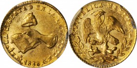 MEXICO. 1/2 Escudo, 1856/4-Mo GF. Mexico City Mint. PCGS MS-64 Gold Shield.

Fr-107; KM-378.5. Premium quality for the type with dazzling luster and...