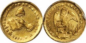 MEXICO. 1/2 Escudo, 1858-Mo FH. Mexico City Mint. PCGS MS-61 Gold Shield.

Fr-107; KM-378.5. Well struck with reflective qualities in the fields. A ...