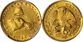 MEXICO. 1/2 Escudo, 1861-Mo CH/FH. Mexico City Mint. PCGS MS-61 Gold Shield.

Fr-107; KM-378.5. High end with vivid luster, an above average strike ...