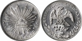 MEXICO. 8 Reales, 1888-Go RR. Guanajuato Mint. PCGS MS-62 Gold Shield.

KM-377.8; DP-Go71. Sharply struck and brilliant.