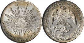 MEXICO. 8 Reales, 1895-Go RS. Guanajuato Mint. PCGS MS-64 Gold Shield.

KM-377.8; DP-Go78. Lightly toned with brilliant luster.