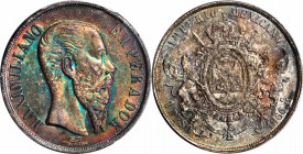 MEXICO. Empire of Maximilian. Peso, 1866-Mo. Mexico City Mint. PCGS MS-62 Gold Shield.

KM-388.1. The toning is the real attraction here, though the...