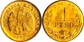 MEXICO. Peso, 1899-Cn Q. Culiacan Mint. PCGS MS-64.

Fr-160; KM-410.2. From a mintage of 2,000 pieces. A sensational, eye appealing near-Gem with sh...