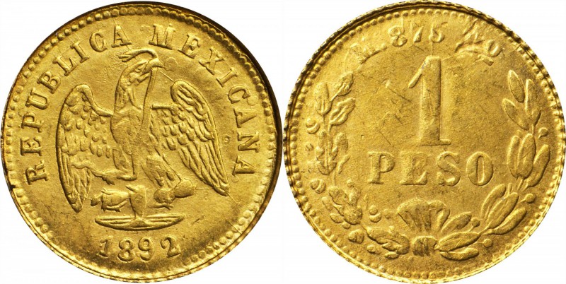 MEXICO. Contemporary Counterfeit Peso, 1892-Mo M. Mexico City Mint. EXTREMELY FI...