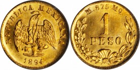 MEXICO. Peso, 1894/3-MoM. Mexico City Mint. PCGS MS-63.

Fr-157; KM-410.5. Fully struck and entirely lustrous with an appearance that surpasses the ...