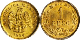 MEXICO. Peso, 1896-Mo M. Mexico City Mint. PCGS MS-64 Gold Shield.

Fr-157; KM-410.5. Reported mintage of only 7,166 pieces between two different as...