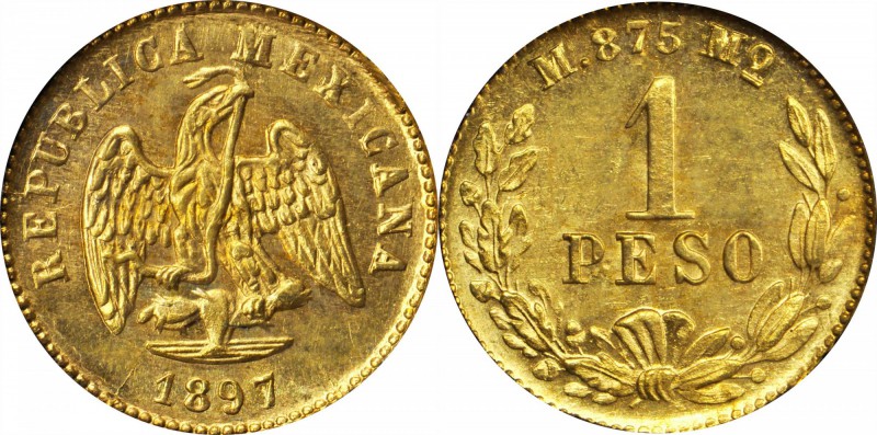 MEXICO. Peso, 1897/6-Mo M. Mexico City Mint. ICG MS-66.

Fr-157; KM-410.5. Min...