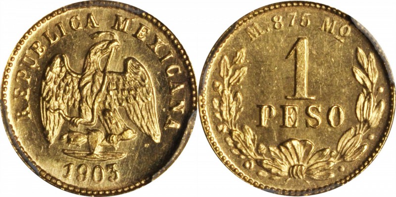 MEXICO. Peso, 1903-Mo M. Mexico City Mint. PCGS MS-64 Gold Shield.

Fr-157; KM...