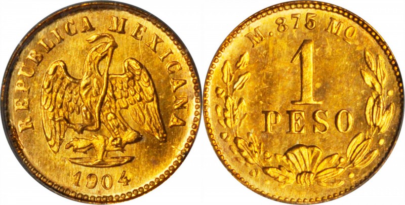 MEXICO. Peso, 1904-Mo M. Mexico City Mint. PCGS MS-64.

Fr-157; KM-410.5. Attr...