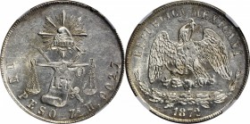 MEXICO. Peso, 1872-Zs H. Zacatecas Mint. NGC MS-60.

KM-408.8. Mostly brilliant with a touch of strike softness appearing in the eagle design.