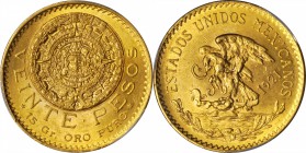 MEXICO. 20 Pesos, 1921. PCGS MS-63 Gold Shield.

Fr-171; KM-478. Popular Independence Anniversary date. Vivid tone really adds to the overall appear...