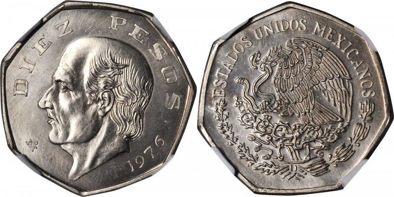 MEXICO. 10 Pesos, 1976-Mo. Mexico City Mint. NGC MINT ERROR PROOF-65.

KM-477....