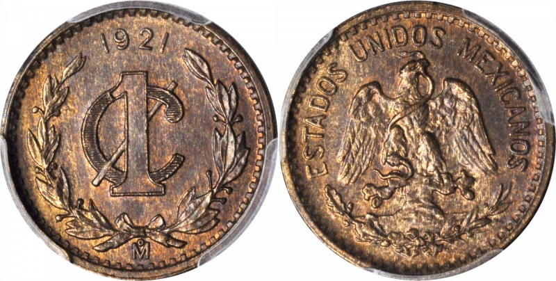 MEXICO. Centavo, 1921-Mo. Mexico City Mint. PCGS MS-64 BN Gold Shield.

KM-415...