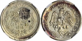 MEXICO. Aguascalientes. 20 Centavos in Silver, 1915. NGC Unc Details--Environmental Damage.

cf.KM-606; cf.GB-29. From the forces of Francisco Panch...