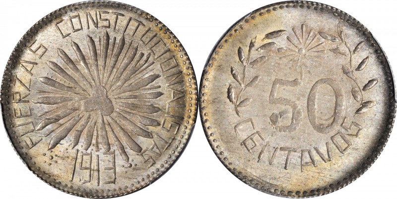 MEXICO. Chihuahua. 50 Centavos, 1913. PCGS MS-63 Gold Shield.

KM-608; GB-76. ...