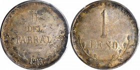 MEXICO. Chihuahua. Peso, 1913. PCGS AU-53 Gold Shield.

KM-611; GB-79; Grove-7781. Hidalgo del Parral. Issued under Pancho Villa. Decent strike for ...