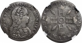 MONACO. 3 Sols, 1734. Honore III (1733-95). NGC FINE-12.

KM-85. Two year type. Well circulated, yet impressively wholesome for the grade with deep ...