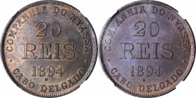 MOZAMBIQUE. 20 Reis Token, 1894-H. NGC MS-62 BN.

KM-Tn2. Issued by Nyassa Company. VERY SCARCE. Sharply struck, dark toned with traces of mint red....