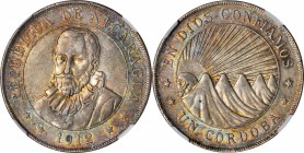 NICARAGUA. Cordoba, 1912-H. NGC AU-55.

KM-16. Visually impressive with multicolored rainbow tone situated around the legends on both sides.

From...