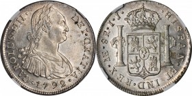 PERU. 8 Reales, 1792-IJ. Lima Mint. Charles IV (1788-1808). NGC MS-62.

KM-97. Sharply detailed with full mint bloom in fields and minimal tone over...