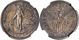 PHILIPPINES. 20 Centavos, 1905. NGC PROOF-63.

KM-166; Basso-119; Allen-10.05. From a mintage of only 471 pieces. Bold strike and rich deep toning t...