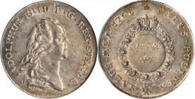 SWEDEN. Riksdaler, 1763-AL. Adolf Frederick (1751-71). PCGS AU-55.

Dav-1731; KM-464.2. Sharply detailed for the issue with complimentary tone on bo...