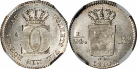 SWEDEN. 1/24 Riksdaler, 1810-OL. NGC MS-63.

KM-580; Sieg-5. Nice strike with attractive smooth satiny surfaces and just a hint of tone in the perip...