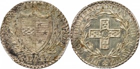 SWITZERLAND. Aargau. 5 Batzen, 1826. PCGS MS-63 Gold Shield.

KM-23; HMZ-2-22j. Struck over another type. Good luster and light gray toned with spec...