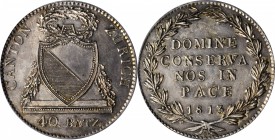 SWITZERLAND. Zurich. 40 Batzen, 1813-B. PCGS Genuine--Lacquer, AU Details Gold Shield.

KM-189. Lacquer mostly appears around the reverse wreath wit...