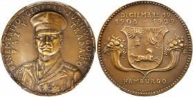 VENEZUELA. General Juan Vicente Gomez Bronze Medal, 1929. PCGS SP-64 Gold Shield.

60 mm. Kienast-424. By Karl Goetz. Full-face uniformed bust of Ve...