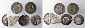 WEST INDIES. Mixed Issues, ca, Early-Mid 19th Century. GOOD to VERY FINE.

6 pieces in lot. Includes a Spanish Colonial cut 1/4 8 Reales, a 1726 Spa...