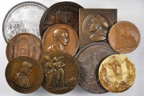MIXED LOTS. European Bronze Commemorative Medals, ND. VERY FINE to UNCIRCULATED.

13 pieces in lot. Although dated from as early as the 1600's, most...