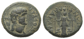 Lydien. Philadelphia (Neokaisareia). Titus als Caesar (69 - 79 n. Chr.).

 Bronze.
Vs: Kopf mit Lorbeerkranz rechts.
Rs: Weibliches Kultbild (Deme...