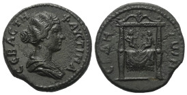 Pamphylien. Side. Faustina II. (gest. 176 n. Chr.).

 Bronze.
Vs: Drapierte Büste der Faustina rechts.
Rs: Die kaiserlichen Zwillinge (Commodus un...
