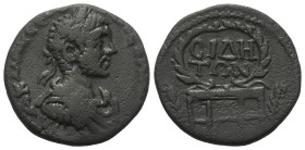 Pamphylien. Side. Severus Alexander (222 - 235 n. Chr.).

 Bronze.
Vs: Büste des Severus Alexander mit Lorbeerkranz, Paludament und Panzer rechts....
